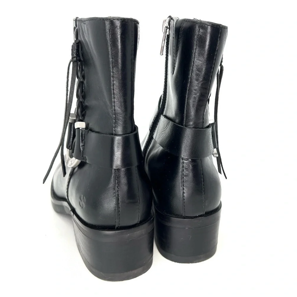 NEW Lucky Brand Kamany Boots Size 6.5 Black Leather Moto Biker Western New
